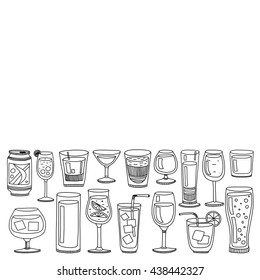 Alcohol drinks and cocktails icon set