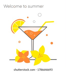 Alcohol drinks flat icon. Popular bright cocktail vector illustration. Drinks and party or beach concept
