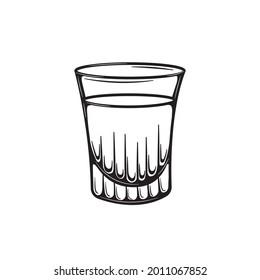 alcohol drinks glass engraving vector set. Vodka, whiskey and cognac. Isolated black and white vintage style .