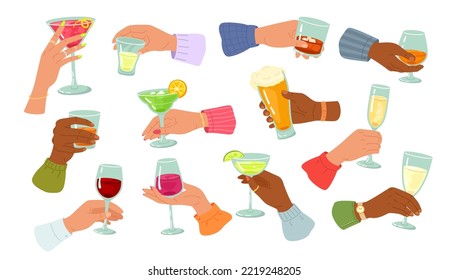 Alcohol drinks in hands