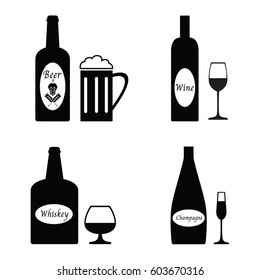 Alcohol drinks icon set