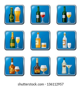 alcohol drinks icon set buttons