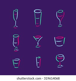 Alcohol drinks icons.