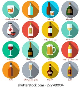 Alcohol drinks icons. Vector illustration