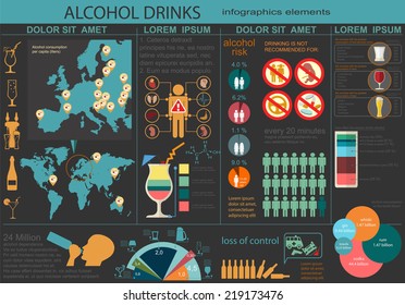 Alcohol drinks infographic. Vector illustration