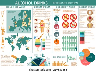 Alcohol drinks infographic. Vector illustration