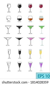 alcohol drinks isolated colorful icon