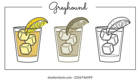 Alcohol drinks line art illustration. Vector illustration cocktail