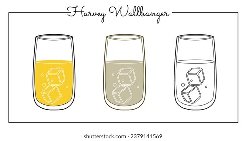 Alcohol drinks line art illustration. Vector illustration cocktail