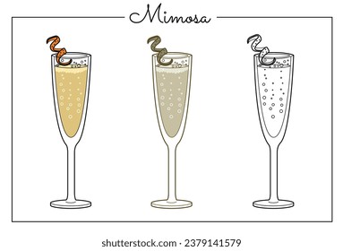 Alcohol drinks line art illustration. Vector illustration cocktail