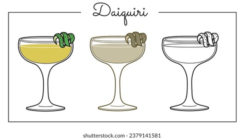 Alcohol drinks line art illustration. Vector illustration cocktail