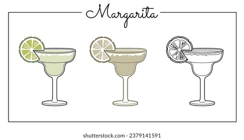 Alcohol drinks line art illustration. Vector illustration cocktail