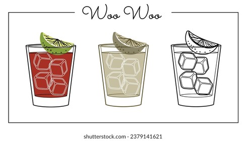 Alcohol drinks line art illustration. Vector illustration cocktail