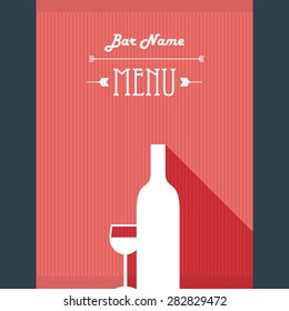 Alcohol drinks restaurant menu template. Wine bar background with glass and bottle. eps10 vector illustration.