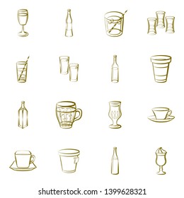 Alcohol and Drinks set. Background for printing, design, web. Usable as icons. Binary color.