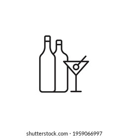 Alcohol drinks simple thin line icon vector illustration