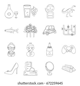 alcohol, education, medicine and other web icon in outline style. cooking, make-up, plumbing, travel icons in set collection.