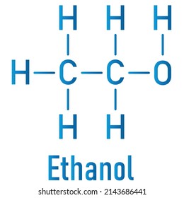 Molécula de alcohol (etanol, alcohol etílico), estructura química. Fórmula esquelética.