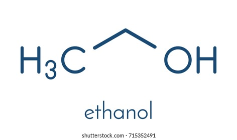 Alcohol (ethanol, ethyl alcohol) molecule, chemical structure. Skeletal formula.