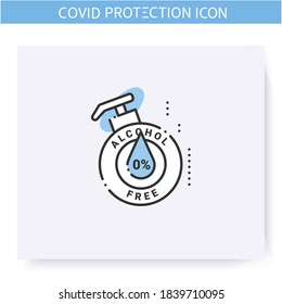 Alcohol free disinfectant line icon. Chlorhexidine based antiseptic. Hand disinfection. Hygiene and disinfection concept. Coronavirus spread prevention. Isolated vector illustration. Editable stroke