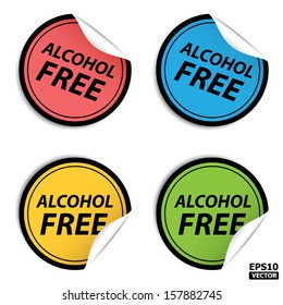 "Alcohol Free" healthy product stickers for business and e-commerce. eps10 vector
