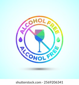 Alcohol free icon design illustration, No alcohol sign badge, logo, icon low poly style