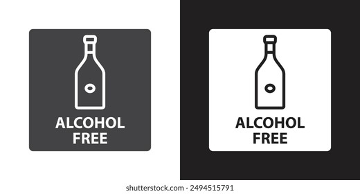 Icono sin alcohol Conjunto plano en color blanco y negro contorno Vector