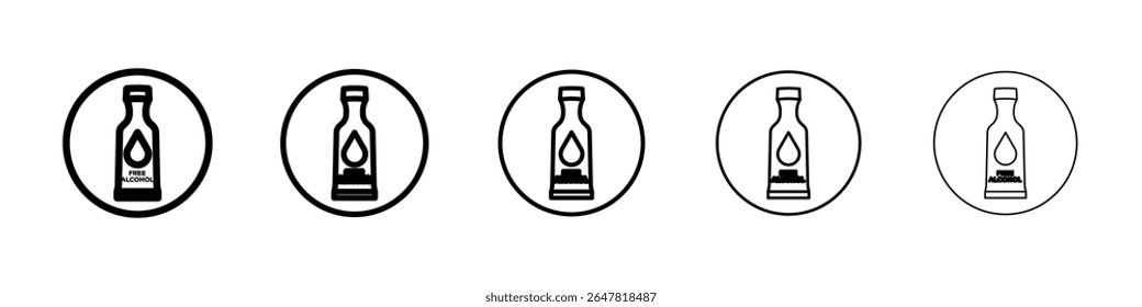 Alcohol free icon isolated vector on white background set