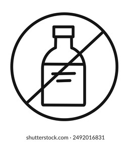 Alcohol free icon linear graphics set vector