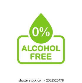 Alcohol free icon. No alcohol logo. Zero percent alcohol symbol. Vector illustration.