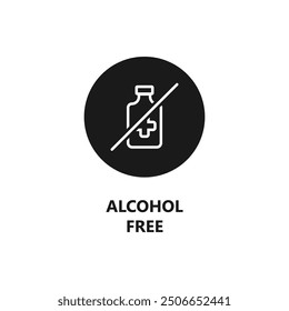 Alcohol free icon. No alcohol logo. Zero percent alcohol symbol. Vector illustration. Organic and eco friendly cosmetics and haircare