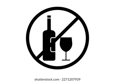 Alcohol free icon. icon related to food allergen. Solid icon style. Simple vector design editable