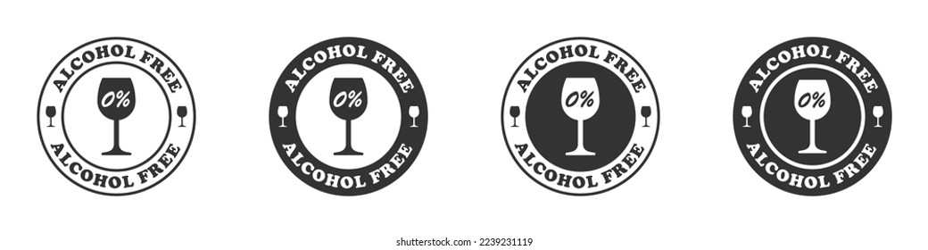 Alcohol free icon set. Vector illustration.