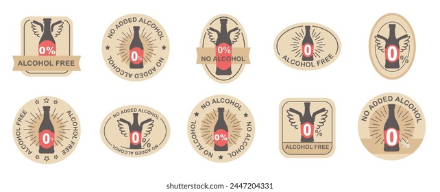 Alcohol free icon vector set