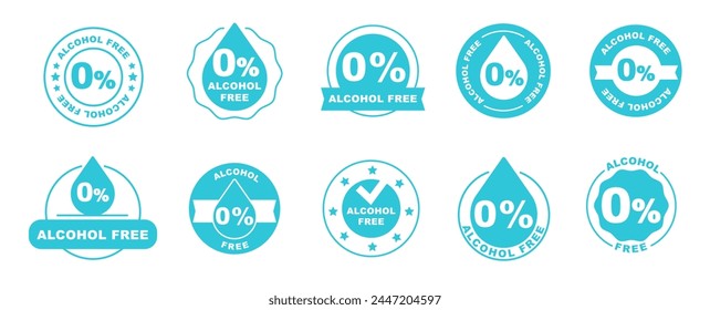 Alcohol free icon vector set