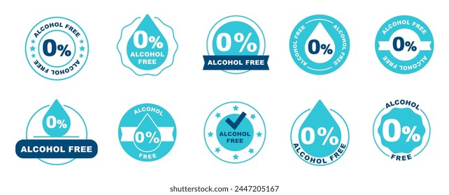 Alcohol free icon vector set