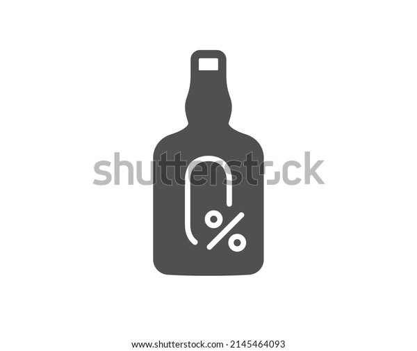 Alcohol free icon. Whiskey bottle sign. Bar drink\
symbol. Classic flat style. Quality design element. Simple alcohol\
free icon. Vector