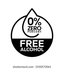 Alcohol free icons. No alcohol logo. Zero percent alcohol symbol. Vector illustration.