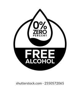 Alcohol free icons. No alcohol logo. Zero percent alcohol symbol. Vector illustration.