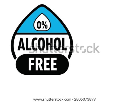 Alcohol free label with blue and black design elements clearly shown