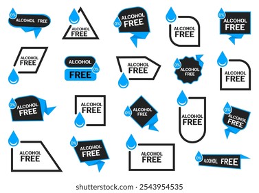 Alcohol free label collection. Set of zero alcohol badges
