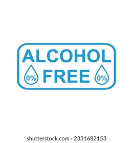 Alcohol free label icon safe product contain no alcohol sign symbol.