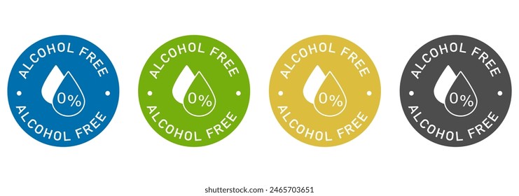 Diseño de Vector sin alcohol para embalaje. Sin icono de alcohol. Ilustración, logotipo, símbolo, signo, sello, etiqueta, emblema, marca o sello para el paquete. Pegatina de color no alcohol.