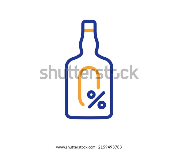 Alcohol free line icon. Whiskey bottle\
sign. Bar drink symbol. Colorful thin line outline concept. Linear\
style alcohol free icon. Editable stroke.\
Vector