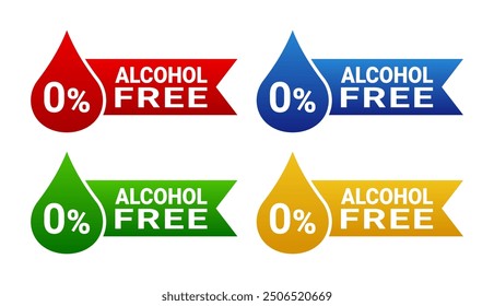 Alcohol Free Logo Set Vector Illustration