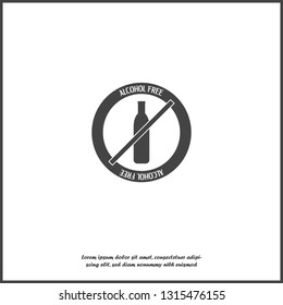 Alcohol free on white isolated background. Layers grouped for easy editing illustration. For your design.