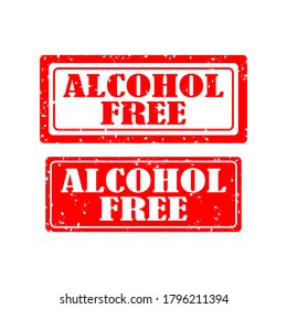 Alcohol free rubber stamp set on white background. vector illustration