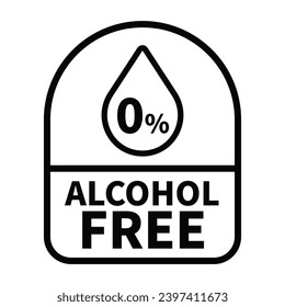 Alcohol Free Sign In Black Line Rounded Rectangle Shape For Label Product Warranty Guarantee Information Business Marketing
