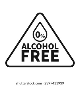 Alcohol Free Sign In Black Triangle Line Shape For Label Product Warranty Guarantee Information Business Marketing
