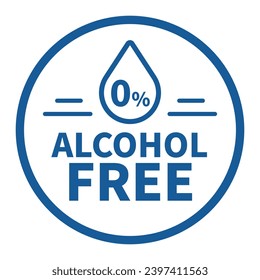 Alcohol Free Sign In Blue Circle Line Shape For Label Product Warranty Guarantee Information Business Marketing
